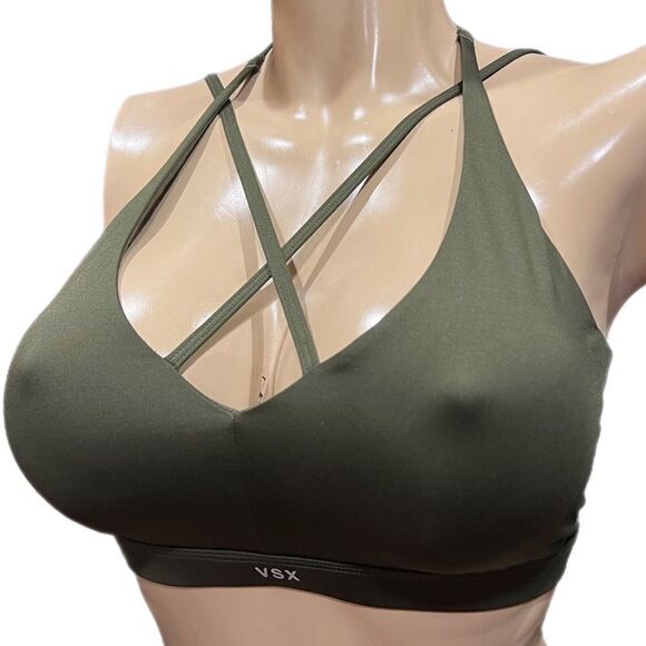 Victorias Secret Scrappy padded with removable padding sport bra green Large - Picture 1 of 3